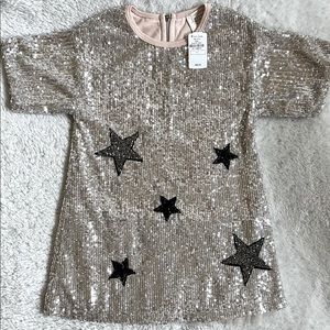 Silver Sequin Dress with Stars